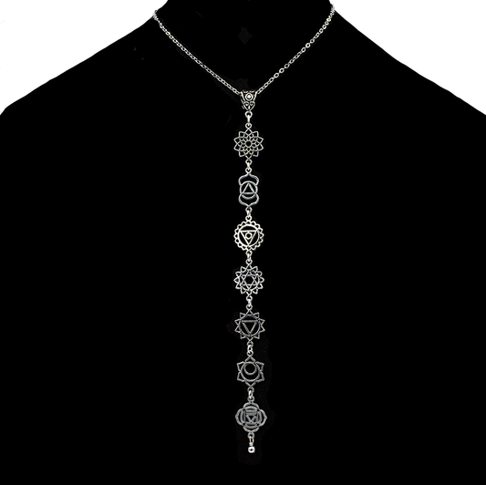 Seven Chakra Symbols on a Y-Necklace Style