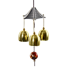 Windchime with 3 Brass Bells and a Chinese Lucky Coin