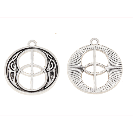 Vesica Pisces Symbol Pendant Necklace with either Amethyst or Carnelian Gemstones