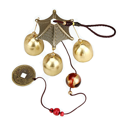 Windchime with 3 Brass Bells and a Chinese Lucky Coin