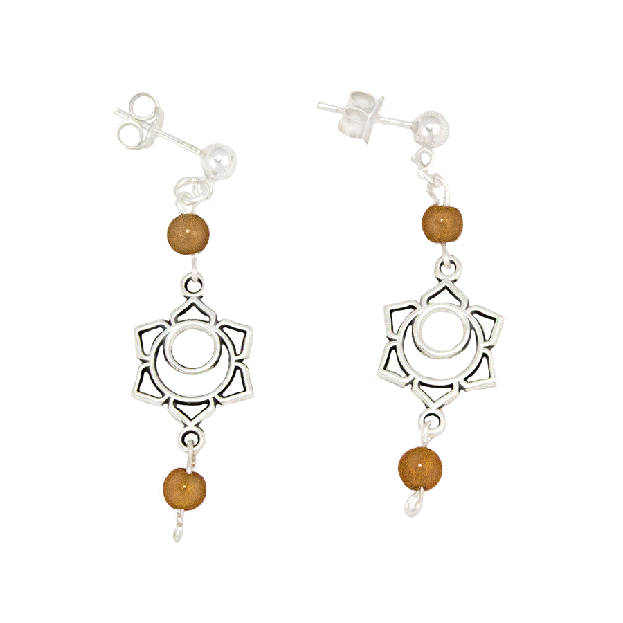 Carnelian Sacral Chakra Earrings in Antique Silver