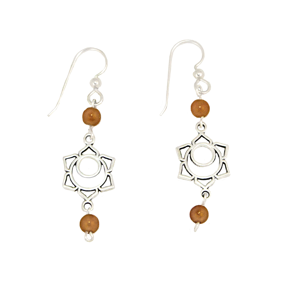 Carnelian Sacral Chakra Earrings in Antique Silver