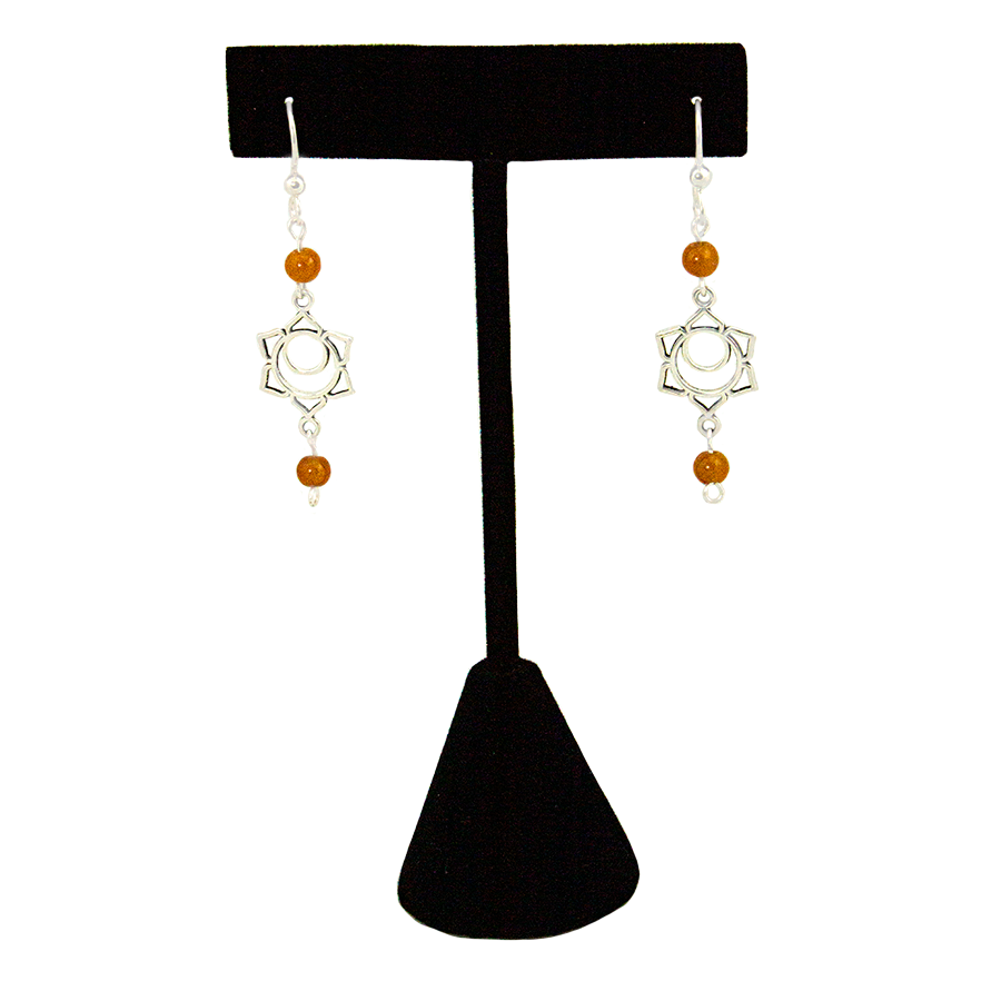 Carnelian Sacral Chakra Earrings in Antique Silver