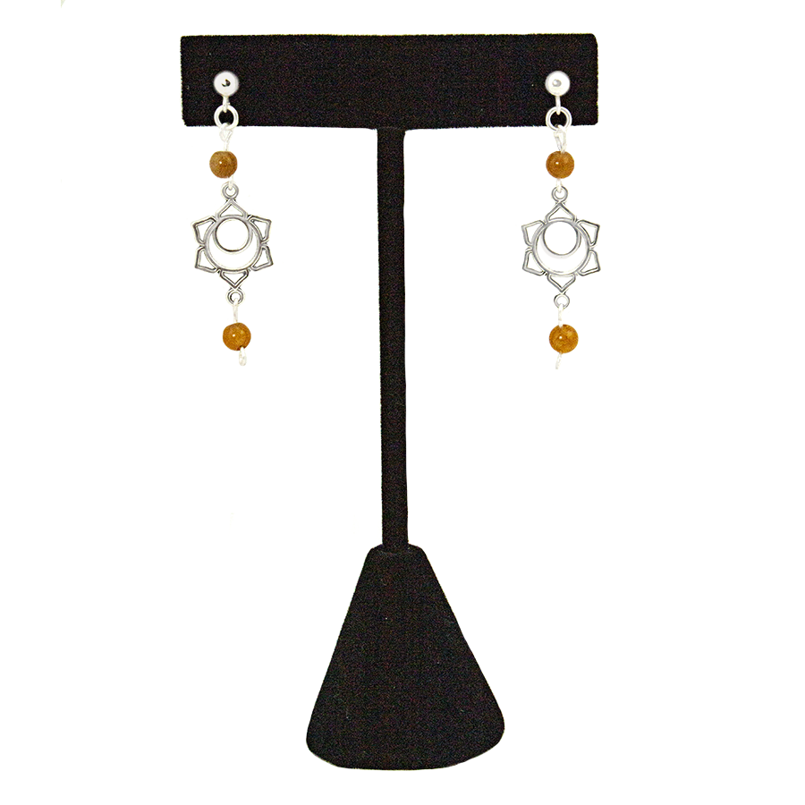 Carnelian Sacral Chakra Earrings in Antique Silver