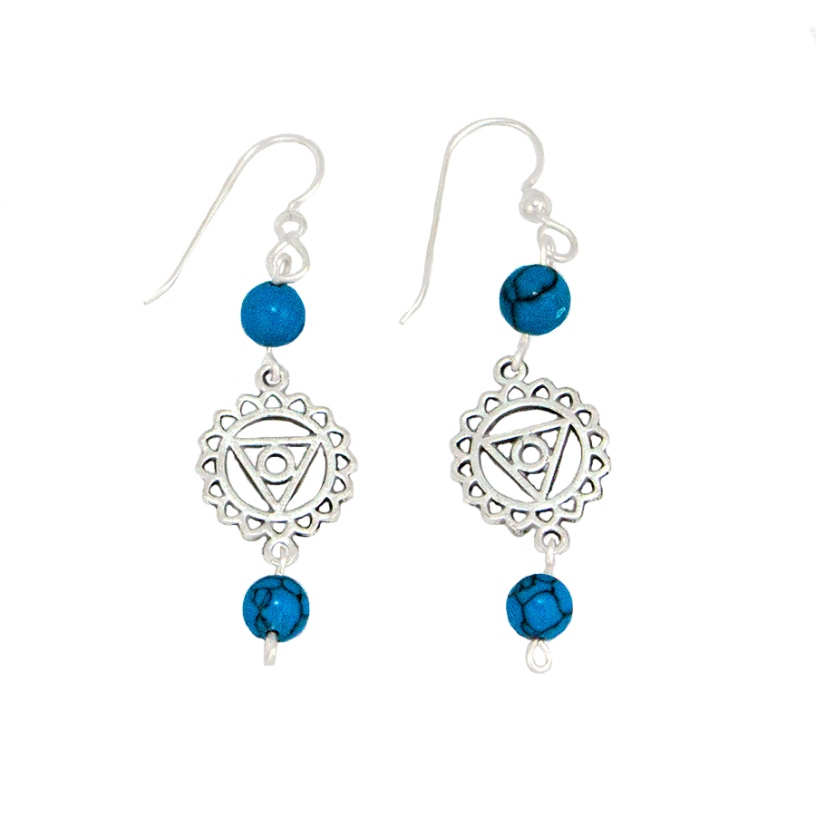 Turquoise Throat Chakra Earrings in Antique Stiler
