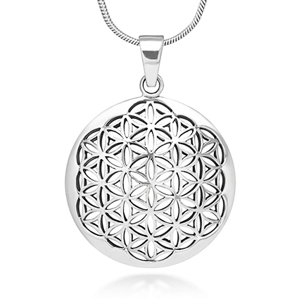Flower of Life Doubled Pendant on Cable Chain Necklace
