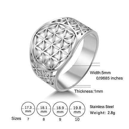 Flower Of Life Mandala Ring in Steel