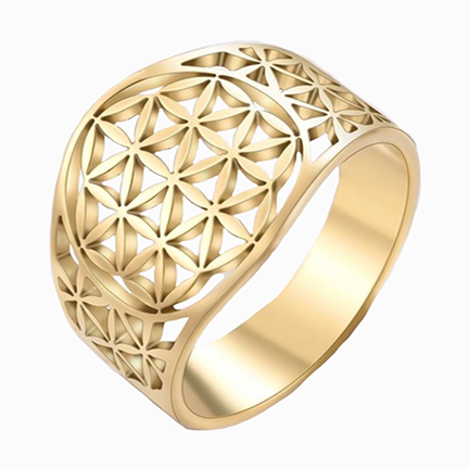 Flower Of Life Mandala Ring in Steel