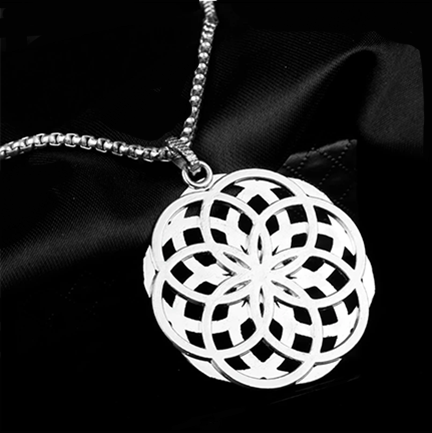 Flower of Life Doubled Pendant on Cable Chain Necklace
