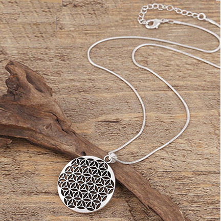 Flower of Life on a border -small- Pendant Necklace