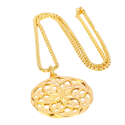 Flower of Life Doubled Pendant on Cable Chain Necklace