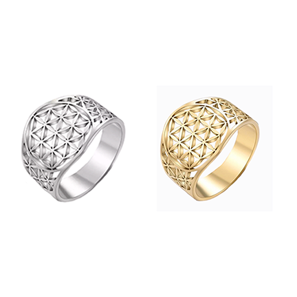 Flower Of Life Mandala Ring in Steel