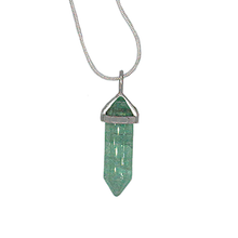Fluorite Green Hexagon Point Necklace on Sterling Silver 22" Chain or Black Cord