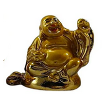 Laughing Buddha Gold Statues for Good Luck & Prosperity-Good Feng Shui