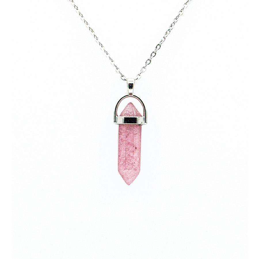 Rose-Quartz Hexagon Pendant Necklace on sterling Silver chain
