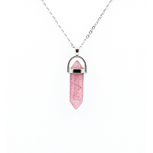 Rose-Quartz Hexagon Pendant Necklace on sterling Silver chain