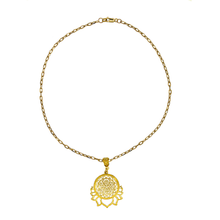 Sri Yantra on Lotus in gold Necklace
