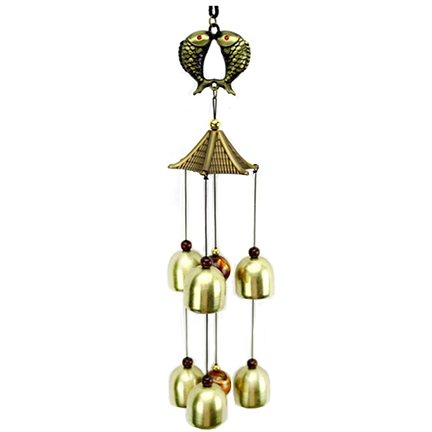 Windchime with a Dragon or Fish Motif and 6 bells-great Feng Shui