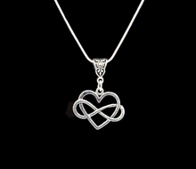 Infinity Heart Pendant on Sterling Silver Chain 0r Black Braided Cord