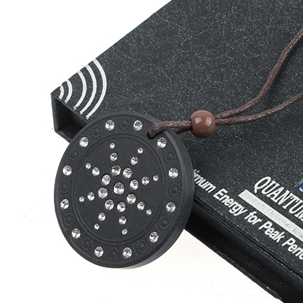 Quantum Sclar Ion Lava Pendant on Adjustable Cord Necklace with Dharma Wheel Symbol
