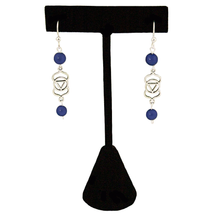 Lapis Third Eye Chakra (Anja Symbol)  in Antique Silver Post Earrings