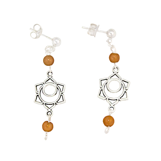 Carnelian Sacral Chakra Earrings in Antique Silver