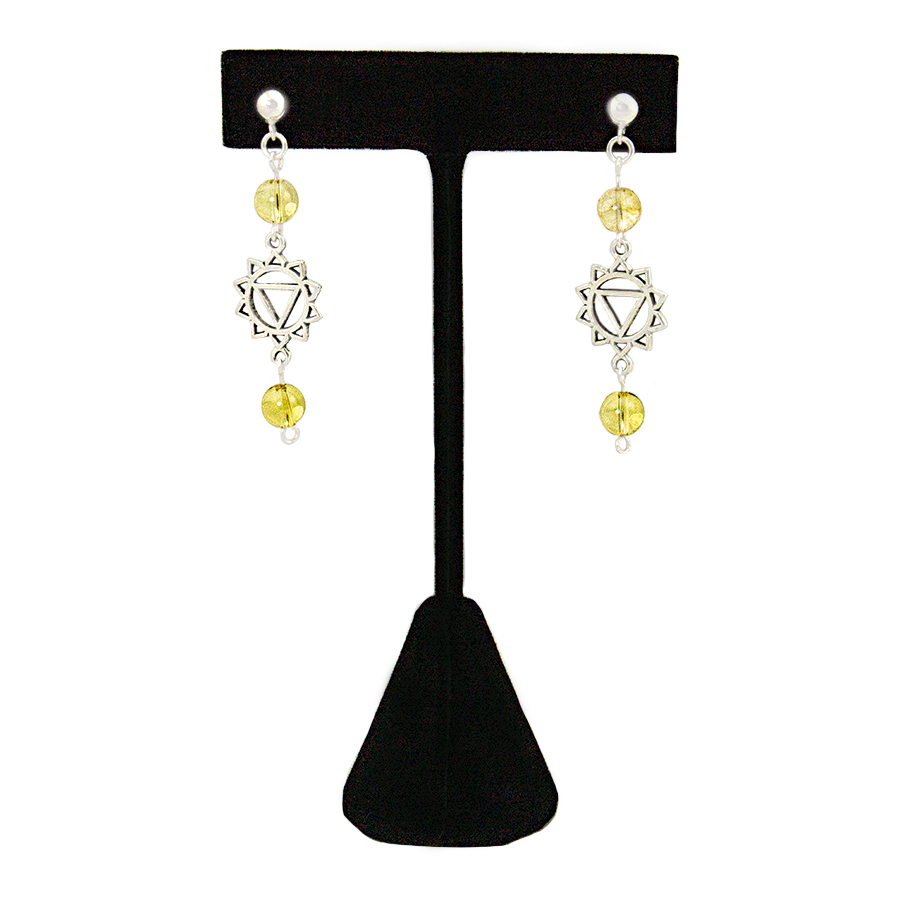 Citrine Solar Plexis (MAanipura) Chakra Earrings in Antique Silver