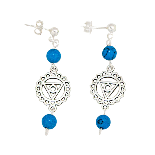 Turquoise Throat Chakra Earrings in Antique Stiler