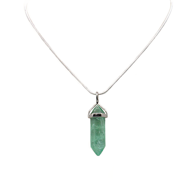 Fluorite Green Hexagon Point Necklace on Sterling Silver 22
