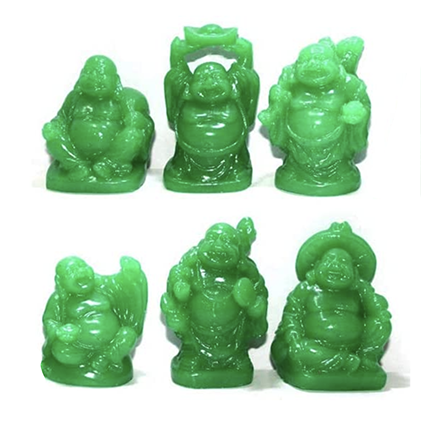 Laughing Buddha Green Statues for Good Luck & Prosperity-Good Feng Shui