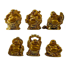 Laughing Buddha Gold Statues for Good Luck & Prosperity-Good Feng Shui