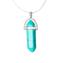 Turquoise Agate Hexagon Point Pendant Necklace
