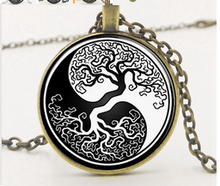Yin Yang Tree of Life in Black and White Pendant Necklace - Sandra Jeffs