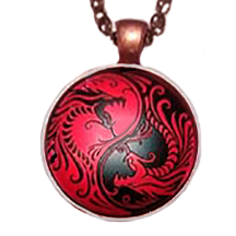 Yin Yang Red and Black Dragon Pendant Necklace - Sandra Jeffs