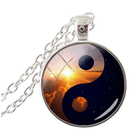 Yiin Yang Pendant Necklace with Golden Sunrise and Black Night - Sandra Jeffs
