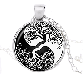 Yin Yang Tree of Life in Black and White Pendant Necklace - Sandra Jeffs