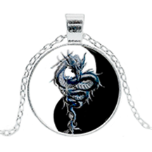 Yin Yang with Blue Dragon Pendant Necklace - Sandra Jeffs